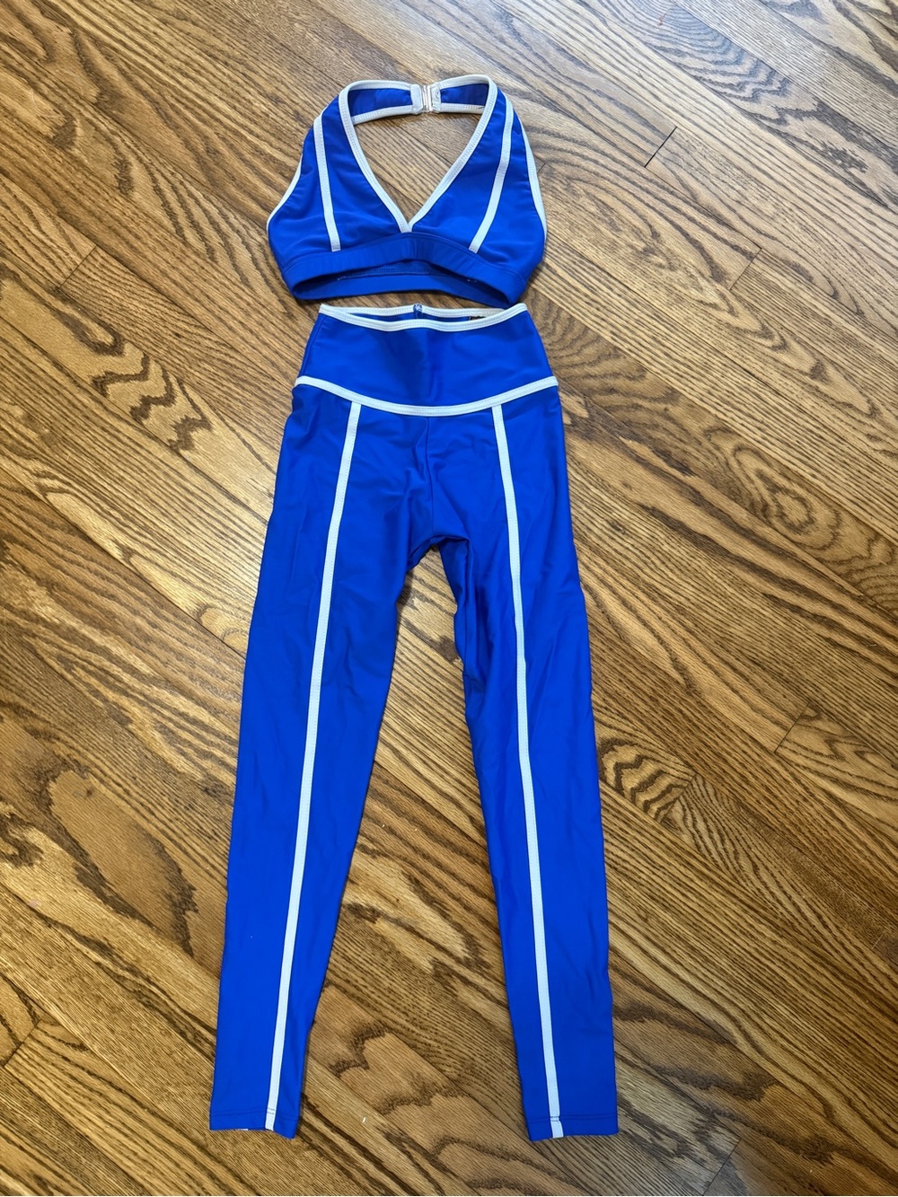 Kids Blue Dance Set with White Trim - Two-Piece Active Costume